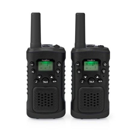 Nedis WLTK0610BK - Vysílačka | Dosah Až 6km | 8 Kanálů | PTT / VOX | Až 3 hodiny | 2 Kusy | Černá