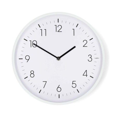 Nedis CLWA1226WT - Nástěnné hodiny | Průměr: 300 mm | Plast | Tichý pohyb | Bílá