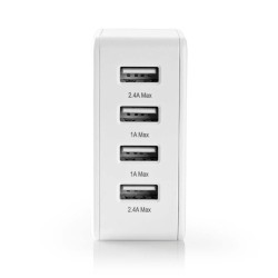 Nedis WCHARC65WBK - Síťová Nabíječka | 65 W | GaN | PD3.0 | 2výstupy: USB-C / Zatahovací kabel USB-C | Černá