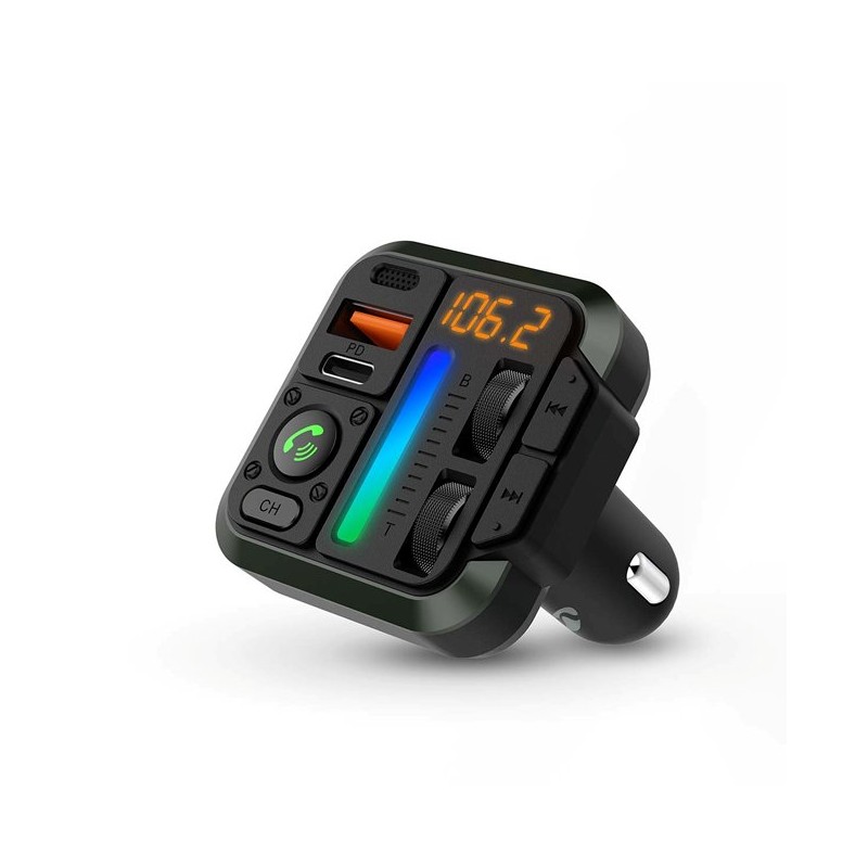 Nedis CATR2024BK - FM transmitter do auta | Reproduktor | 1.00 " | Bluetooth® | PD 18 W/PD 20 W | Google Assistant / Sir