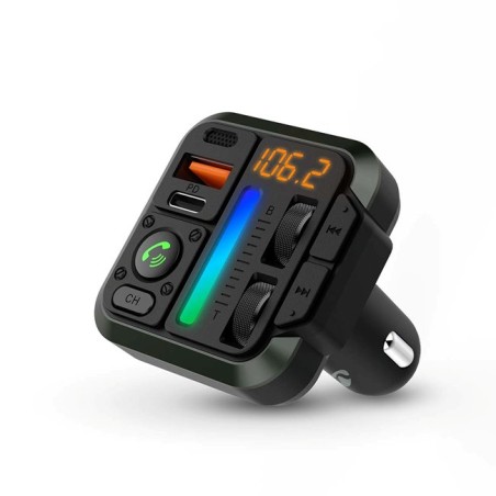 Nedis CATR2024BK - FM transmitter do auta | Reproduktor | 1.00 " | Bluetooth® | PD 18 W/PD 20 W | Google Assistant / Sir