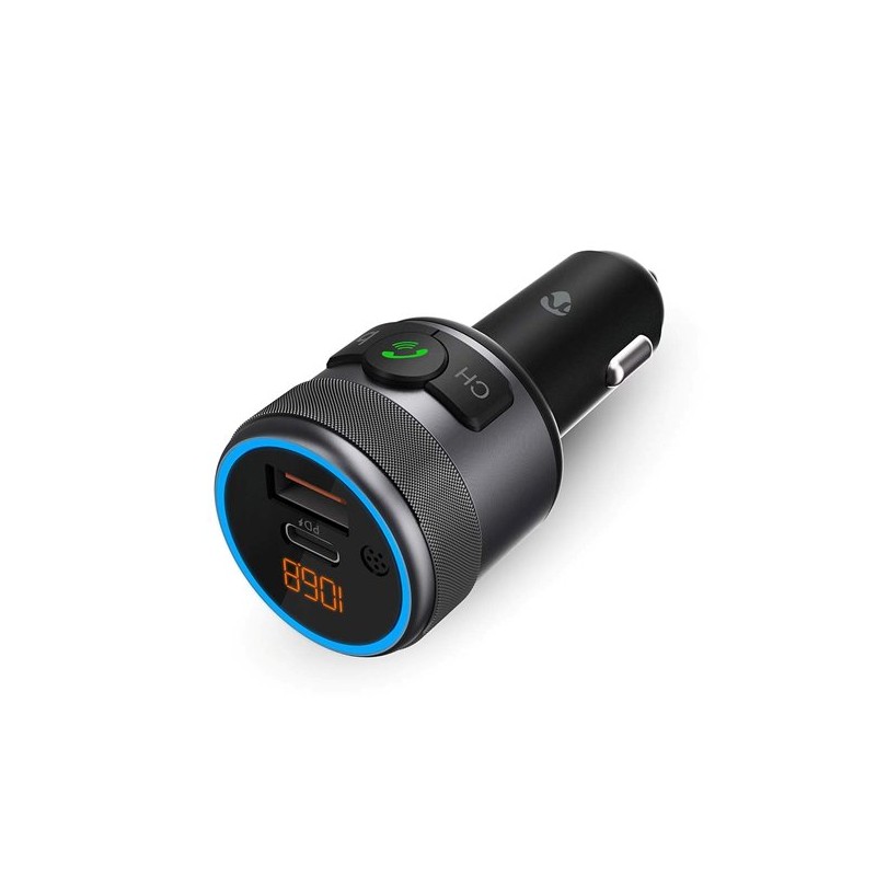 Nedis CATR3024BK - FM transmitter do auta | Reproduktor | 1.00 " | Bluetooth® | PD 18 W/PD 24 W | Google Assistant/Siri
