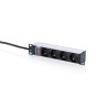 DIGITUS 10" prodlužovací kabel s hliníkovým profilem, 4zásuvkový uzemněný prodlužovací kabel s vypínačem