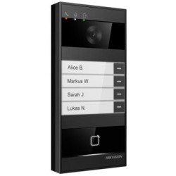 Hikvision IP dveřní interkom 4-tlač., 4MPx kamera 150°, rozpoznání obličeje, čtečka karet, Wi-Fi, Bluetooth