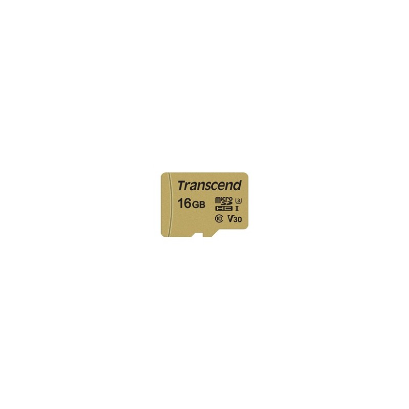 TRANSCEND MicroSDHC karta 16GB 500S, UHS-I U3 V30 + adaptér