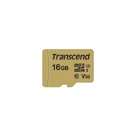 TRANSCEND MicroSDHC karta 16GB 500S, UHS-I U3 V30 + adaptér