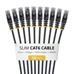 Startech 25CM Black Slim CAT6 Pack/.