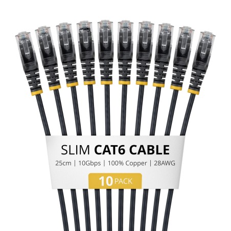 Startech 25CM Black Slim CAT6 Pack/.