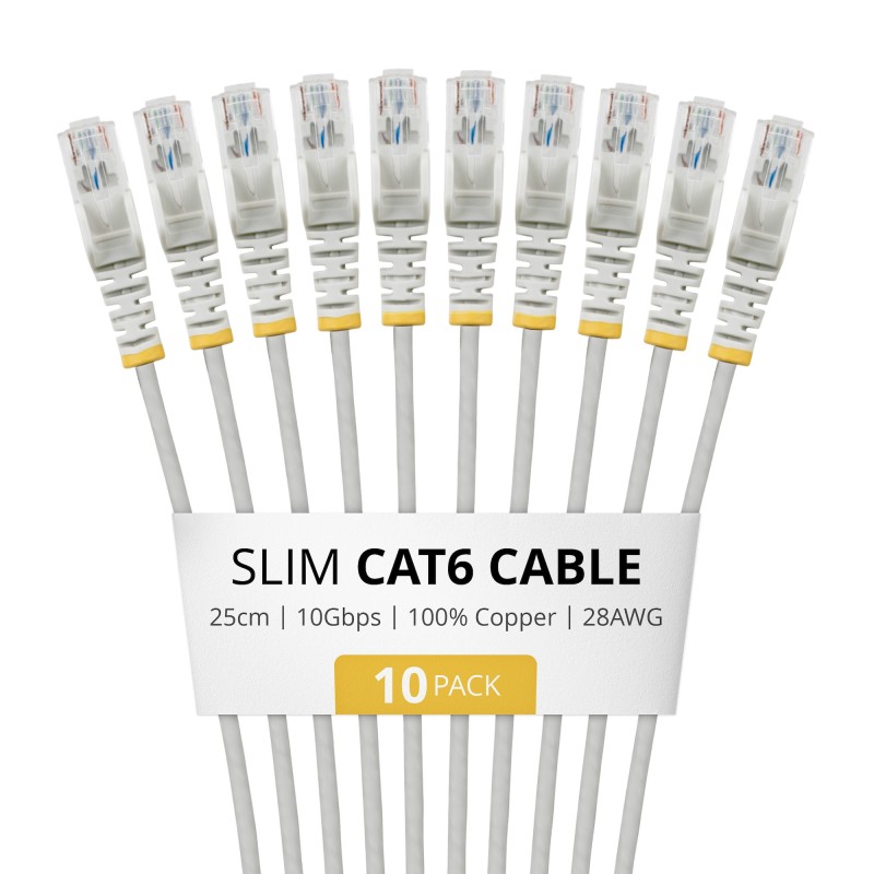 25CM GRAY SLIM CAT6 CABLE PACK/.