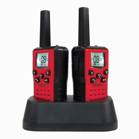 EVOLVEO FreeTalk 2W, PMR vysílačka s výkonem 0,5 a 2W, červenočerná