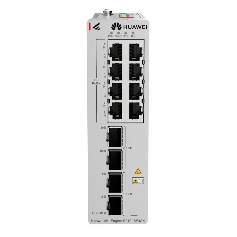 Huawei S210I-8P4SX průmyslový Switch 8G PoE+, 2SFP, 2SFP+, L2 Managed, DIN, Fanless