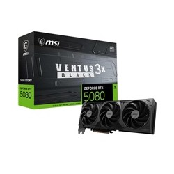 MSI VGA NVIDIA GeForce RTX 5080 16G VENTUS 3X OC BLACK, RTX 5080, 16GB GDDR7, 3xDP, 1xHDMI