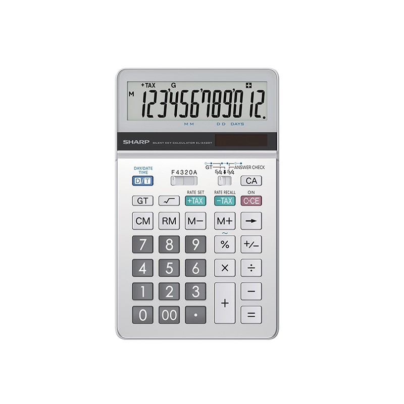 Sharp Kalkulačka EL-342DT, bílá, stolní, dvanáctimístná