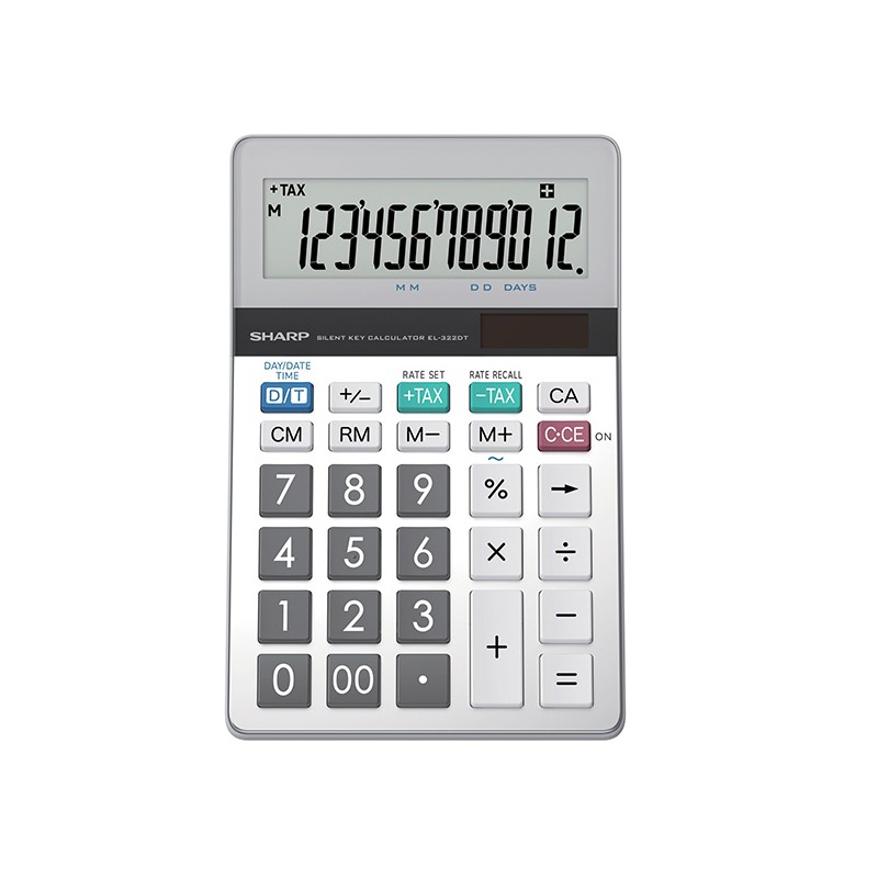 Sharp Kalkulačka EL-322DT, bílá, stolní, dvanáctimístná