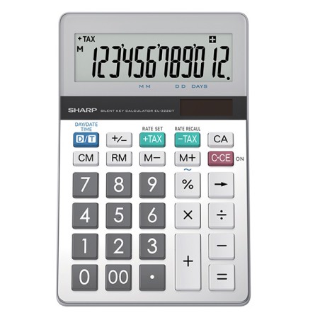 Sharp Kalkulačka EL-322DT, bílá, stolní, dvanáctimístná