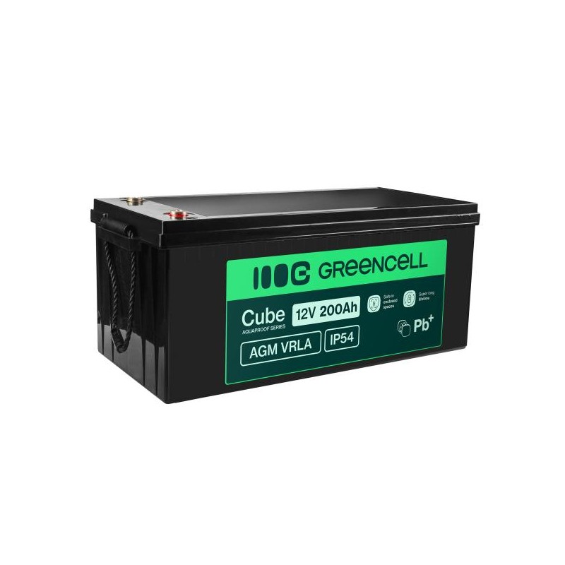 Greencell AGM VRLA 12V 200Ah maintenance-free baterie pro solar loď applications (240x522x226mm)