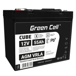 Green Cell CUBE AGM IP54 12V 55Ah VRLA baterie Gel deep cycle skůtr sekačka loď barge sekačka traktor fishing loď