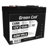 Green Cell CUBE AGM IP54 12V 55Ah VRLA baterie Gel deep cycle skůtr sekačka loď barge sekačka traktor fishing loď