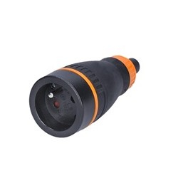 Solight zásuvka do vlhka, přímá, IP40, černá-oranžová
