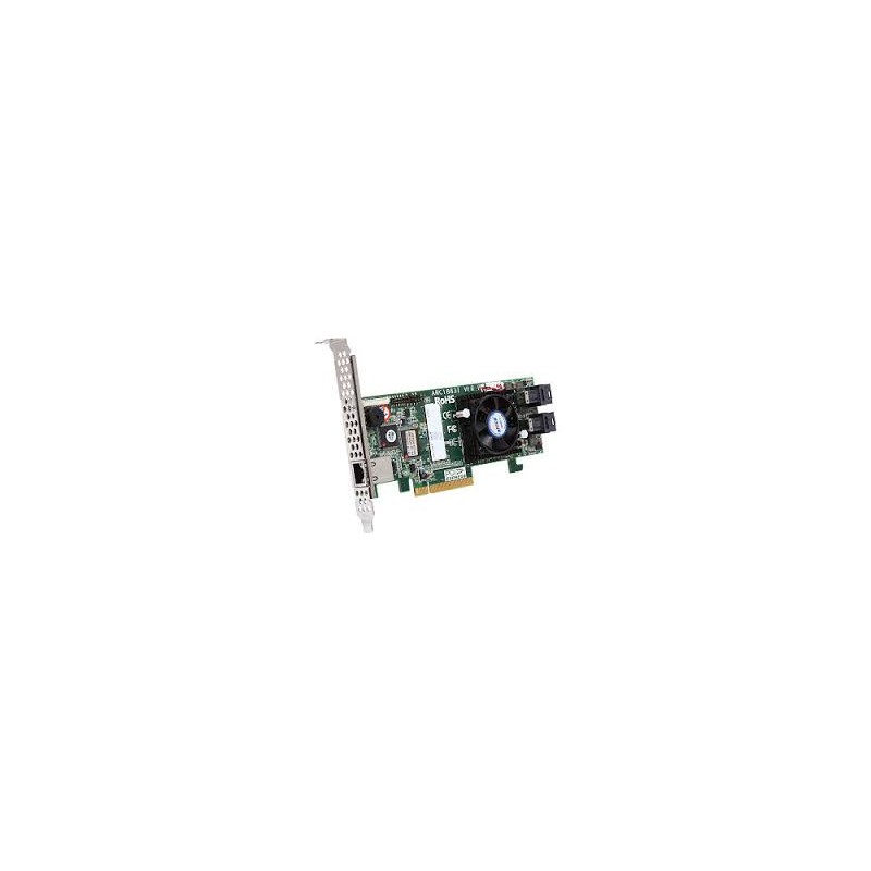 ARECA 8-port (SFF-8643) 12Gb/s SAS RAID, 2GB DDR3, PCIe x8 Card, LP