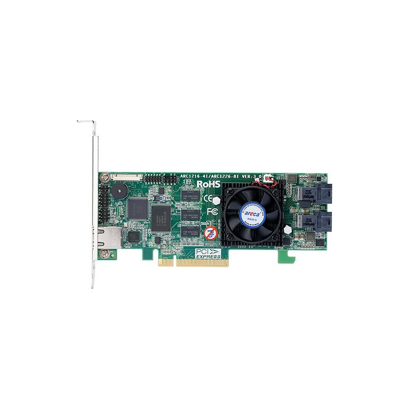 ARECA ARC-1226-8I 8-port SAS/SATA (2xSFF8643), 1GB cache,RAID 0/1/1E/3/5/6/10/30/50/60/JBOD,PCI-E 3.0 x8,LP