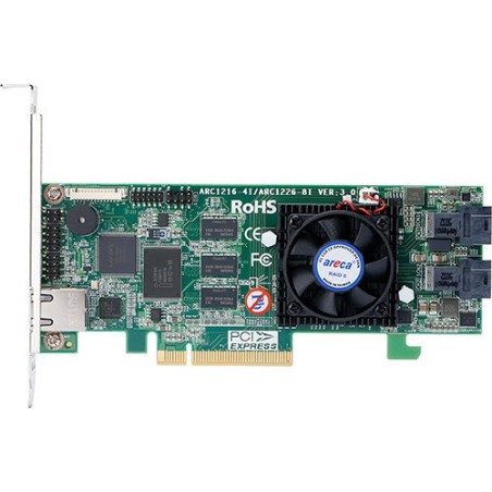ARECA ARC-1226-8I 8-port SAS/SATA (2xSFF8643), 1GB cache,RAID 0/1/1E/3/5/6/10/30/50/60/JBOD,PCI-E 3.0 x8,LP
