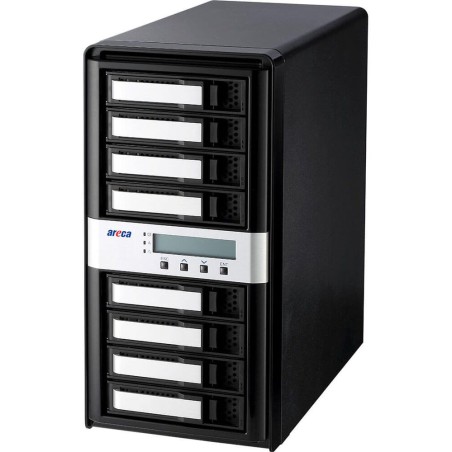 Areca Desktop RAID, 8x 3.5" HDD, 2x40Gb/s TB3 & USB-C, RAID 0/1/10/3/5/6/30/50/60, Single Disk, JBOD