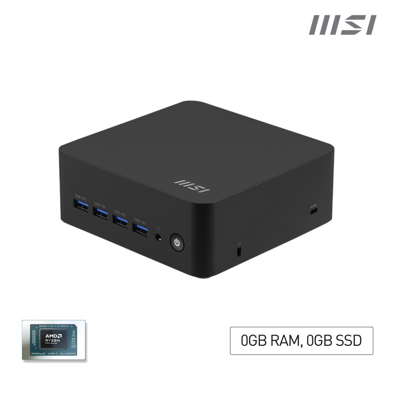 MSI PC Cubi Z AI 8M-004BEU, R9 8945HS, N/A, N/A SSD, N/A, No OS, Black