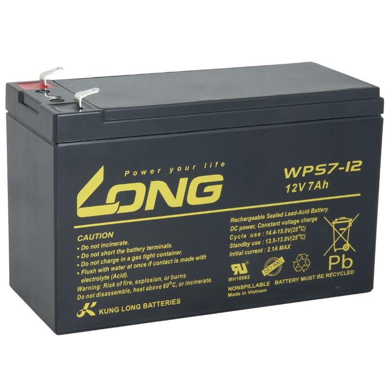 Long 12V 7Ah olověný akumulátor F1