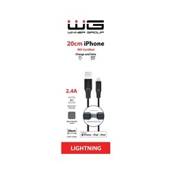 WG - Datový kabel Lightning MFi na USB-A, 20 cm, 2.4A, černá