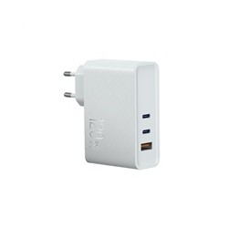 WG - Síťová nabíječka GaN 3x USB 120W, 1x USB-A + 2x USB-C, bílá