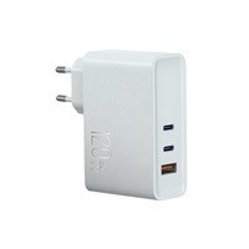 WG - Síťová nabíječka GaN 3x USB 120W, 1x USB-A + 2x USB-C, bílá