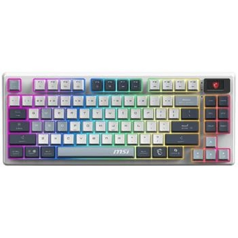POŠKOZENÝ OBAL - MSI herní klávesnice FORGE GK600 TKL Sky/ bezdrátová 2,4GHz+BT/ mechanická/ RGB/ USB-C/ display/ CZ+SK