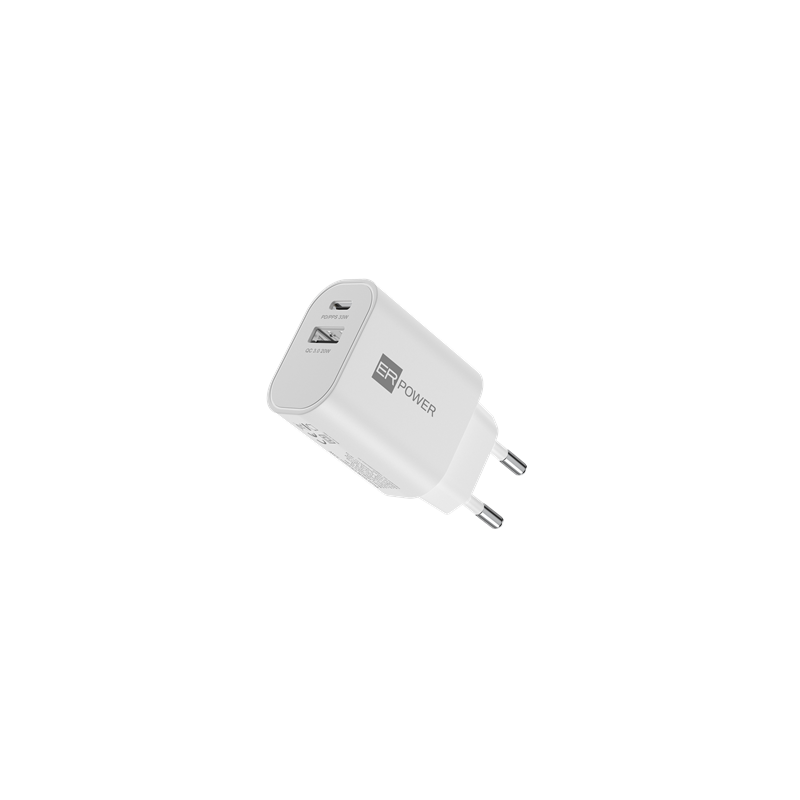 Dual GaN Charger 33W 1 USB-C/1 USB-A PD/PPS/QC - White