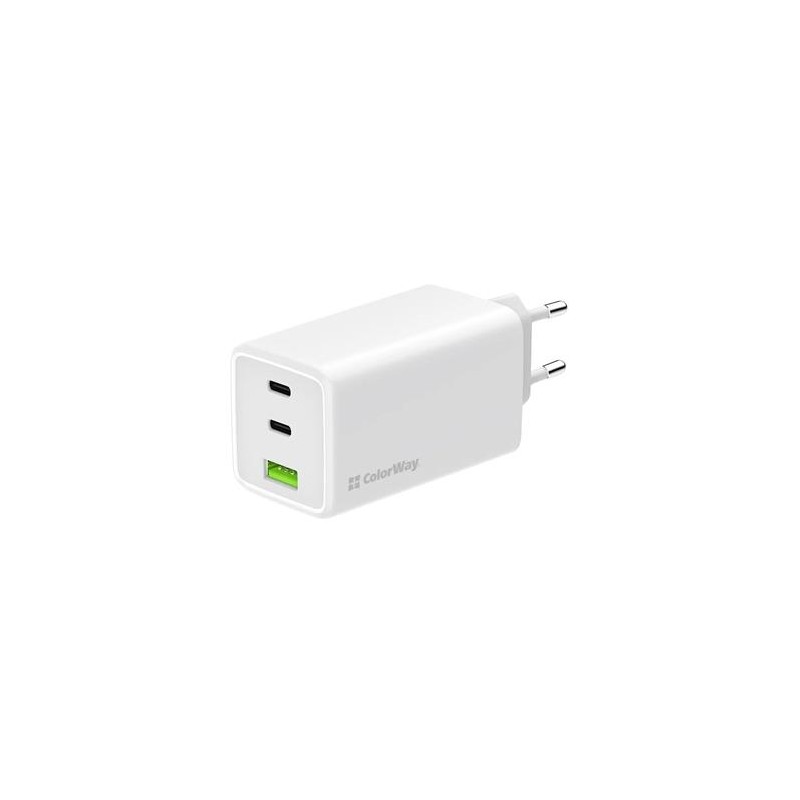 COLORWAY 2x USB-C, 1x USB-A/ síťová nabíječka/ GaN/ PD/ PPS/ 100W/ Bílá