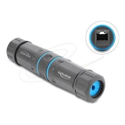 Delock - Sítový propojovací kabel - RJ-45 (F) do RJ-45 (F) - odstínený - CAT 6a - venkovní - šedá