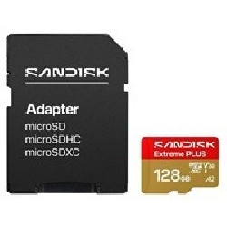 SanDisk MicroSDHC karta 128GB Extreme PLUS (R250/W120MB/s, UHS-I V30, Rescue Pro Deluxe) + adaptér