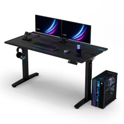 ULTRADESK Herní stůl VORTEX, 140,5x70cm, 72-122cm, černý