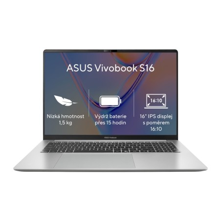 ASUS Vivobook S16 - Core 7 350/16GB/512GB SSD/16"/WUXGA/IPS/2y PUR/Win 11 Home/stříbrná