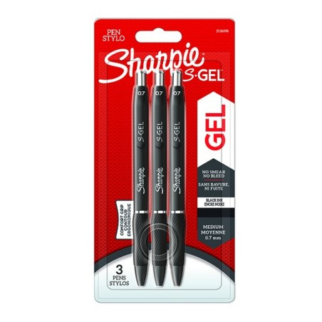Sharpie, gelové pero S-Gel, černé, 3ks, 0.7mm, DOPRODEJ
