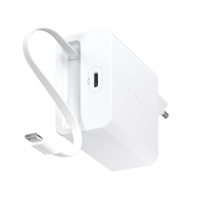 PG EM charger Turbo 67 W USB-C white, PanzerGlass empower charger Turbo 67 W USB-C/C cabel white