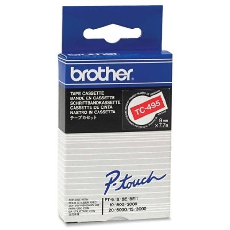 BROTHER laminovaná páska TC-495 / červená-bílá / 9mm