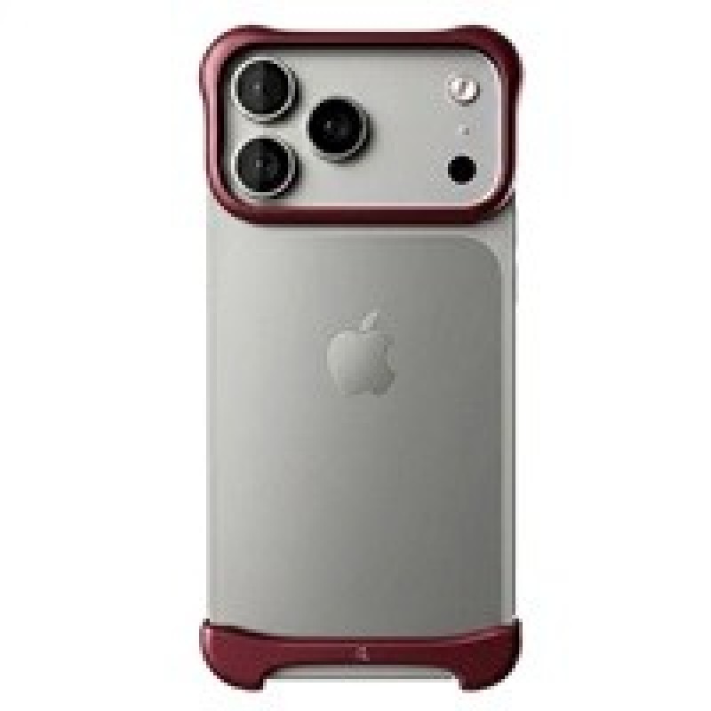 Arc Pulse - hliníkový ochranný rám na iPhone 18 Pro, matný tmavě červený