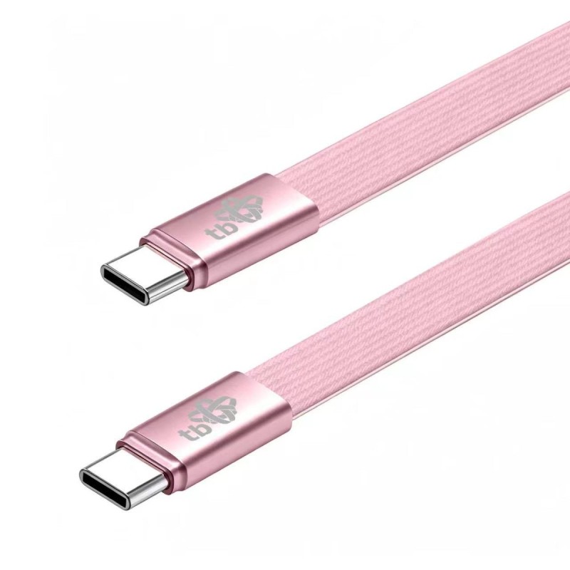 TB plochý kabel USB-C na USB-C, 1m, růžový