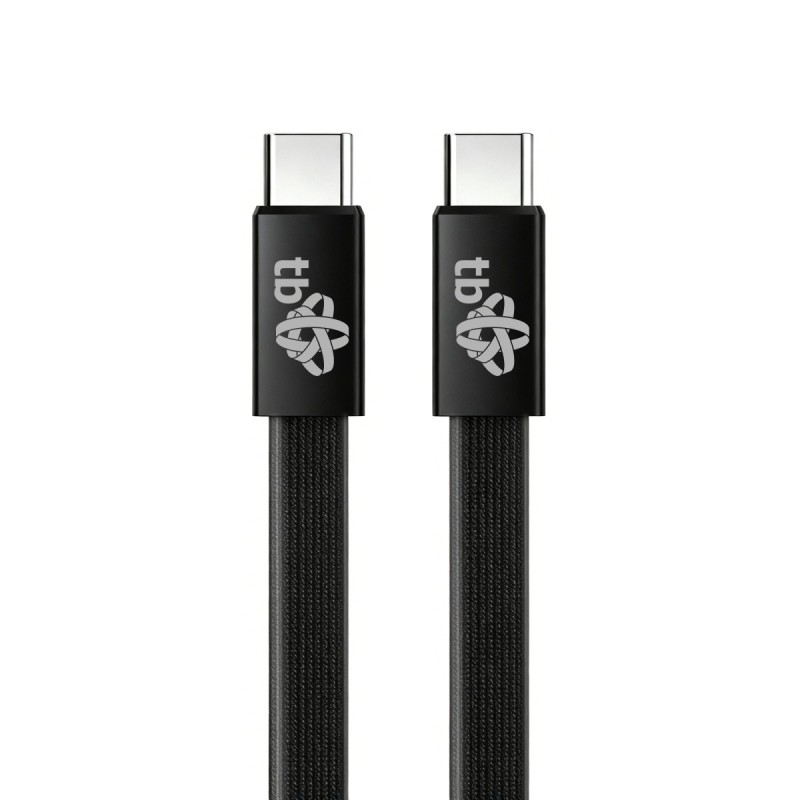 TB plochý kabel USB-C na USB-C, 1m, černý