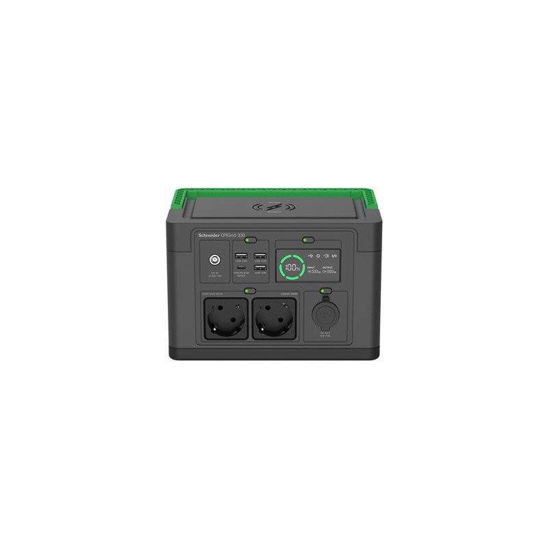 Schneider OffGrid Portable Power Station 330, 332Wh Lithium-ion, 2 Schuko, Sinewave