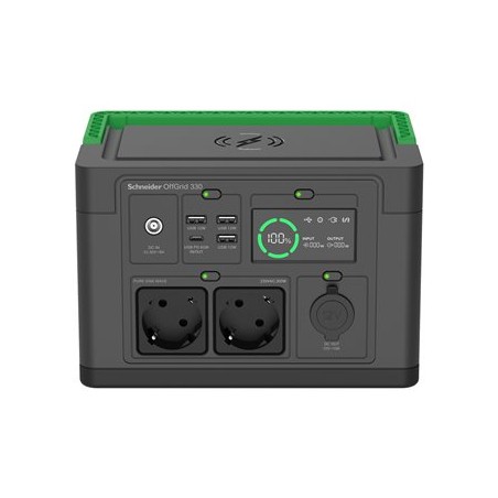 Schneider OffGrid Portable Power Station 330, 332Wh Lithium-ion, 2 Schuko, Sinewave