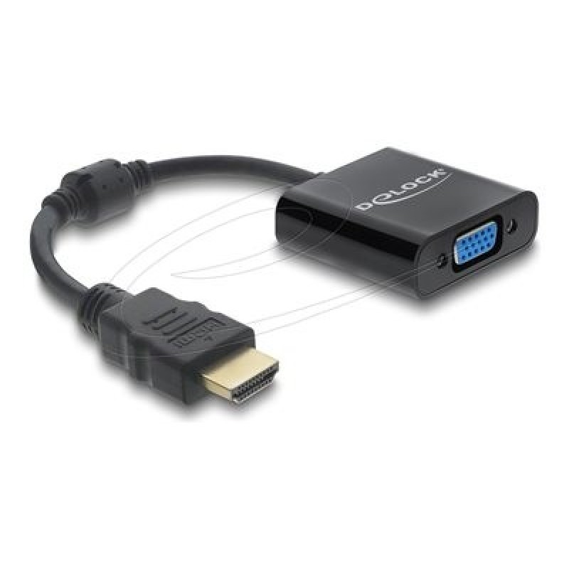 Delock - Kabel adaptéru - HDMI s piny (male) do HD-15 (VGA) s piny (male) - 15 cm - cerná - 1080p support (VGA)