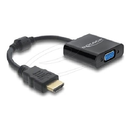 Delock - Kabel adaptéru - HDMI s piny (male) do HD-15 (VGA) s piny (male) - 15 cm - cerná - 1080p support (VGA)