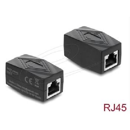 Delock Spojka adaptéru ze zásuvky RJ45 na zásuvku Cat.6 A, stíněná, černá